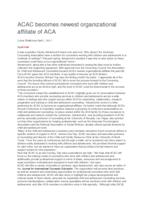 ACAC becomes newest organizational affiliate of ACA