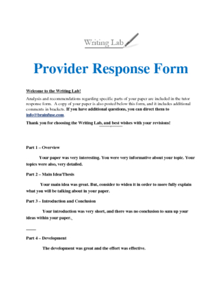 Academic Response Form