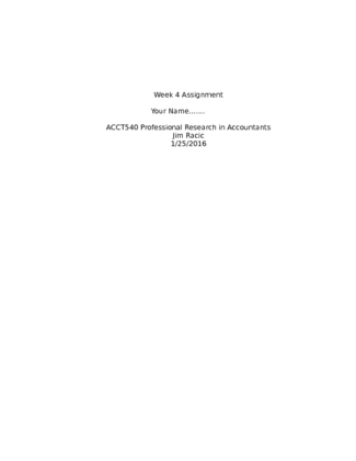 ACCT 540 Week 4 Homework Assignment; Work Plan for IFRSs  (Spring 2016)