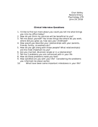 Clinical Interview Questions 