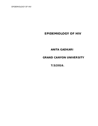 EPIDEMIOLOGY OF HIV
