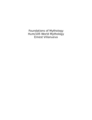 Foundations of Mythology Hum 105 World M