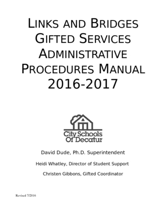 Gifted Services Procedures Manual 2016 17