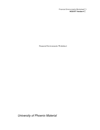 hcs577 r4 financial environments worksheet