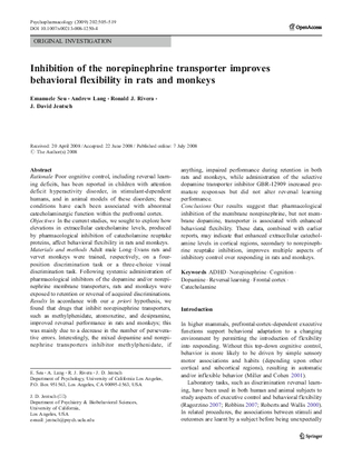 Inhibition of the norepinephrine transporter improves behavioral