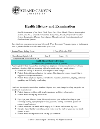 Health History and Examination