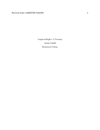 Langston Hughes Analysis Essay