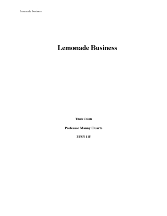 Lemonade Business