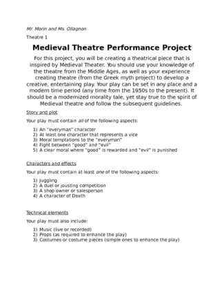 Medieval Theatre performance project 2016