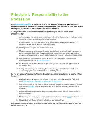 Model Code of Ethics for Educators