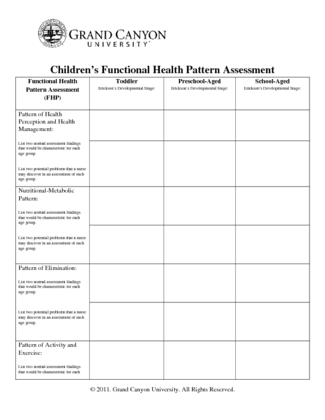's functional health pattern assessment Student