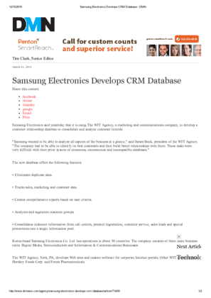 nvjk Samsung Electronics Develops CRM Database DMN