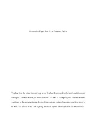 Persuasive Paper Part 1 A Problem Exists
