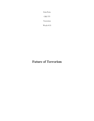 Potts CRI 375 Future of terrorism