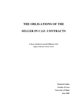The Obligations of the Seller in . Contracts By Manfred Galdes (1)