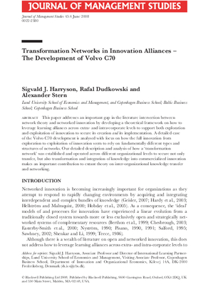 Transformation Networks in Innovation Alliances
