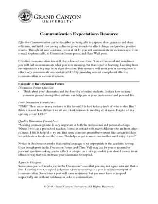 UNV103 Communication Expectations Resource