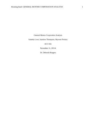 General Motors Corporation Analysis 01 19 2015