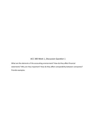 ACC 300 Week 1 Discussion Questions 1