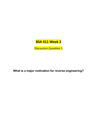 BSA 411 Week 2 Discussion Question 1
