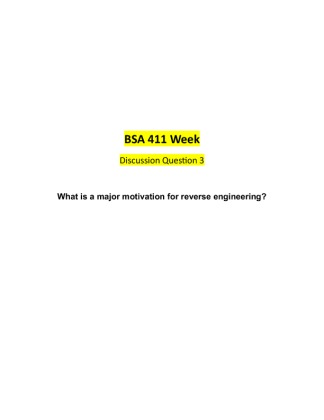 BSA 411 Week 2 Discussion Question 3
