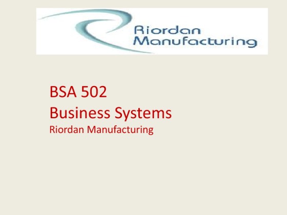BSA 502 Week 6 Final Business Systems PowerPoint   Riordan Manufacturing