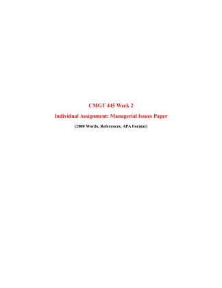 CMGT 445 Week 2, Individual Assignment, Managerial Issues Paper