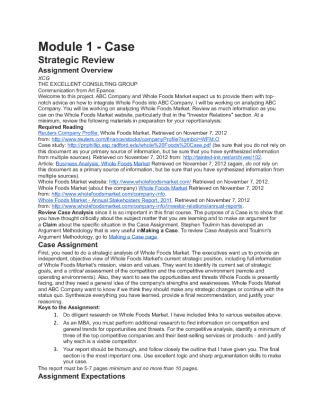 BUS 599 Module 1 Case Strategic Review