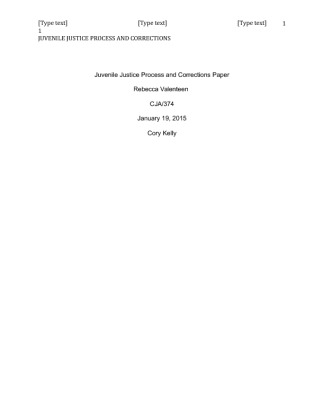 Juvenile Justice Process and Corrections Paper CJA374 WK4