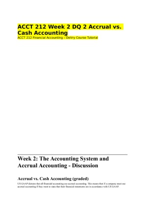 ACCT 212 Week 2 DQ 2 Accrual vs. Cash Accounting