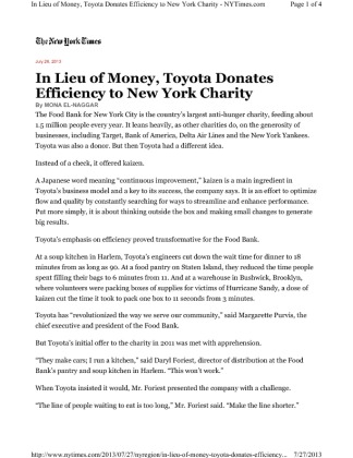 Article   Toyota applies LSS to Food Bank