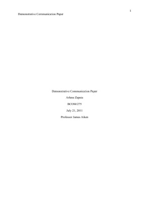 BCOM 275   Demonstrative Communication Paper