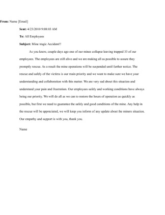 BCOM 275 Week 4 Mine Accident Email Paper