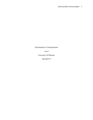 BCOM275 Week 2 Individual Assignment Demonstrative Communication Paper