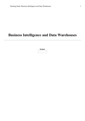 Business Intelligence and Data Warehouses