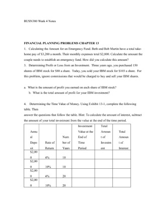 BUSN380 Week 4 TCO 5 Chap 13 Notes   Calculating Time Value of money &...