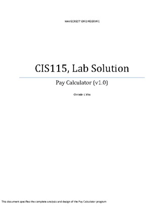 CIS115 Week Lab Solution (v1.0)