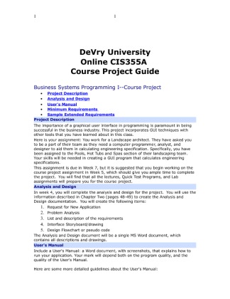 CIS355A Course Project Guide