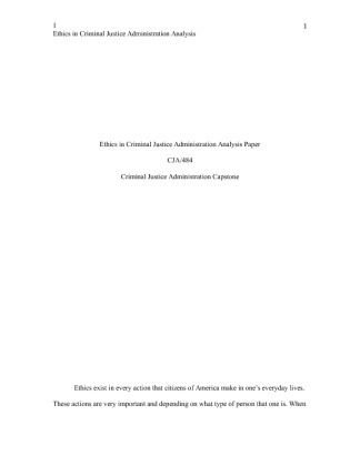 CJA 484 Week 2 Individual Assignment Ethics Administration Analysis...