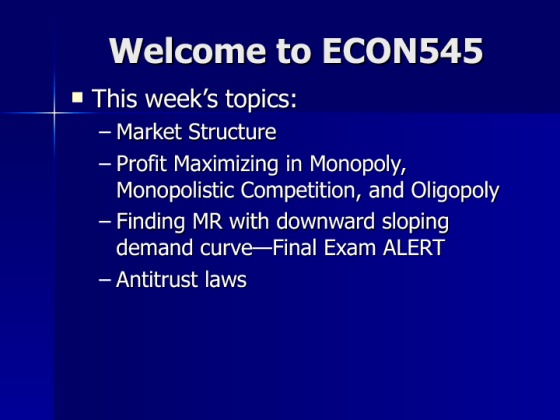 Econ 545 Week 3 Live Lecture 2014