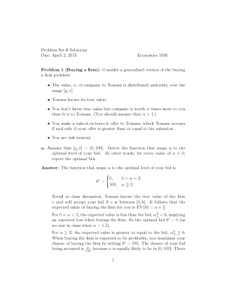 ECON1030 Spring 2015 Pset 6 Solutions