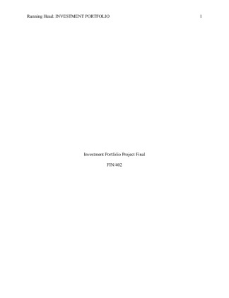 FIN 402   Week 5   Investment Portfolio Paper