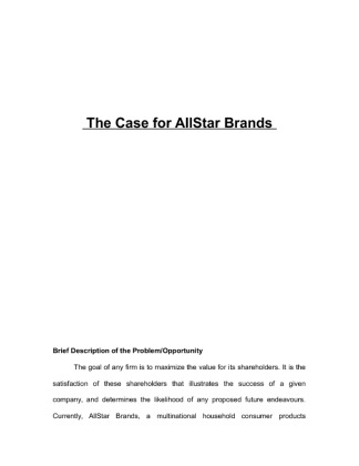 GMS 522 Final Report All Star Brand