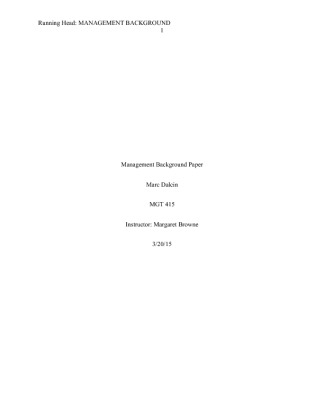 MGT 415 Management final paper