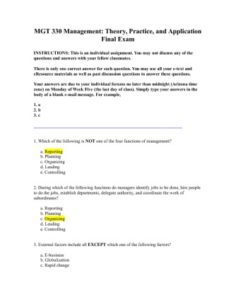 MGT330 Final Exam2