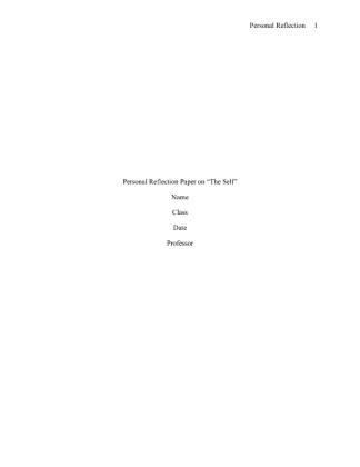 Personal Reflection Paper on Self