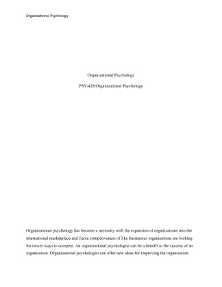 psy 428 week 1 individual assignment organizational psychology paper
