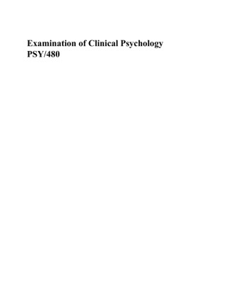 PSY 480 Week 1 Clinical Psychology Paper