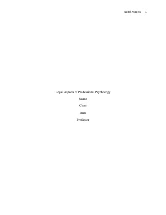 PSY545 Legal Aspects of Professional Psychology