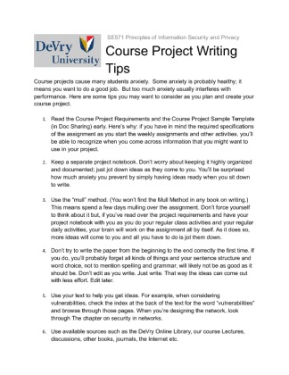 SE571 Course Project Writing Tips
